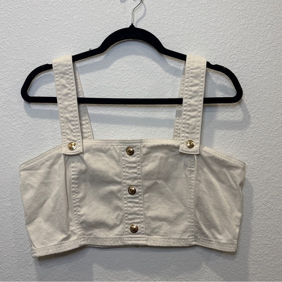 Michael Kors Cream Button Front Crop Top & Mini Skirt Set – Size L - Picture 3 of 16